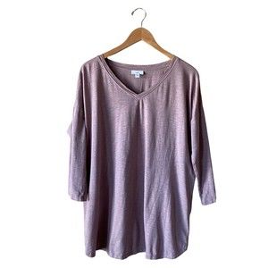 J Jill Womens Slub Modal Blend Tunic Top Size M 3/4 Sleeve | Button Detail